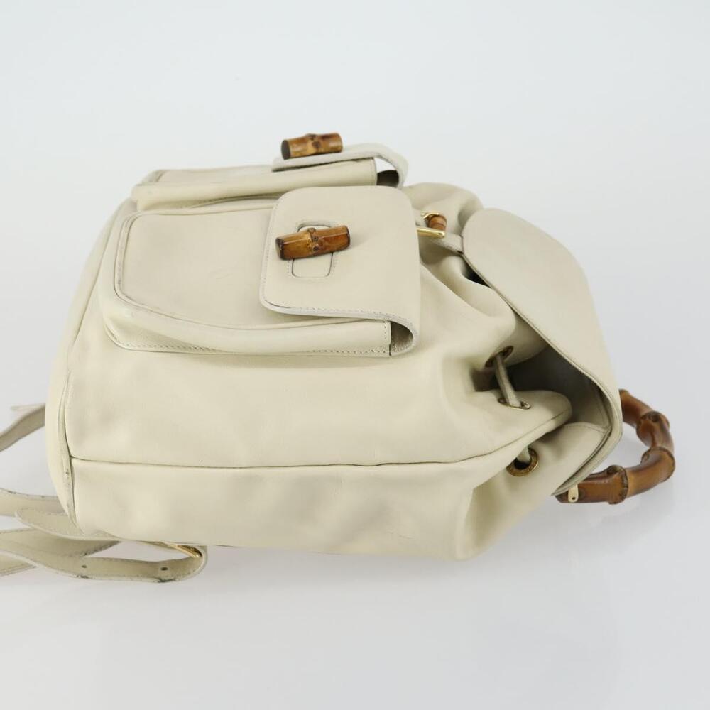 GUCCI Bamboo Backpack Leather Outlet Ivory Gold 003 8016 2058 Auth 151337 - Picture 3 of 16